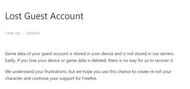 Lost guest account